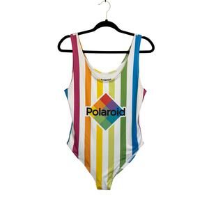 Polaroid One Piece Swimsuit L Multi Striped Tank Swimwear Beach Summer Bodysuit